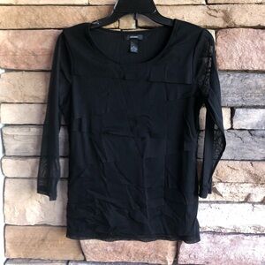 Alfani black layered sheer long sleeve top - Like New Women Small